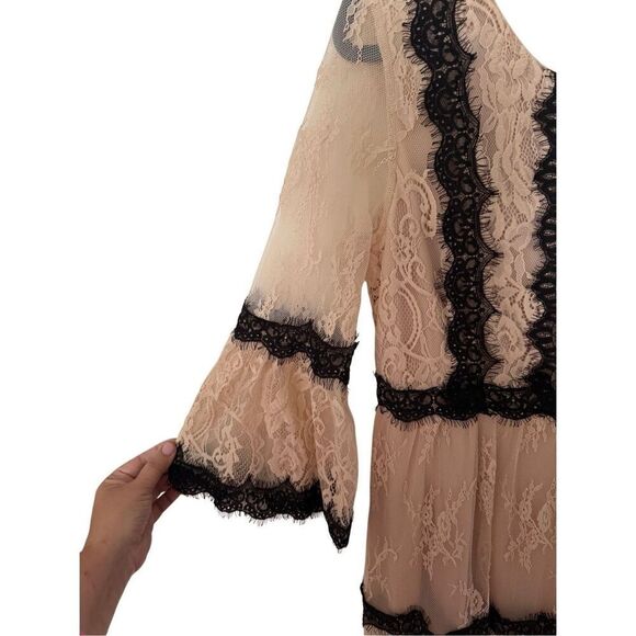 NWT Modcloth Womens Cream Black Aisle Be Seeing You Lace Midi Dress Size Large - Picture 5 of 15
